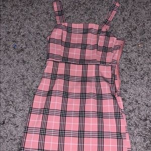 h&m pink plaid dress